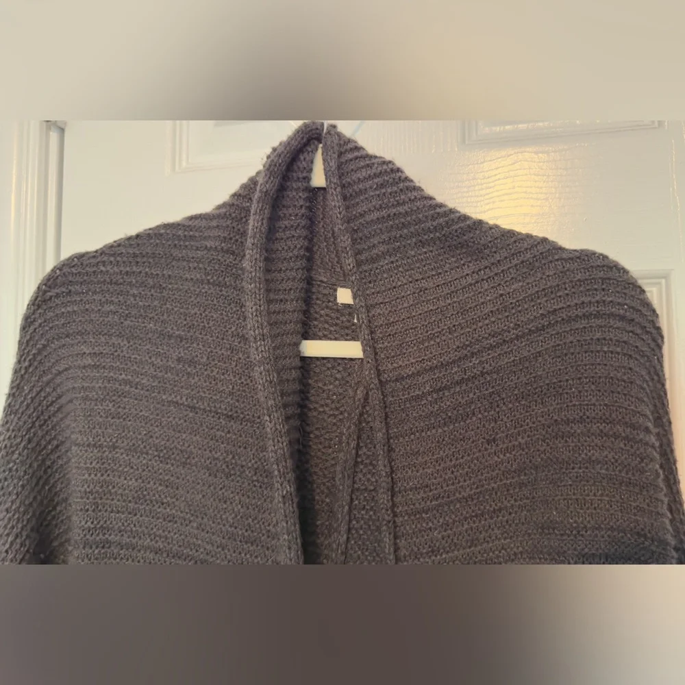 COZY CASUAL Chunky Cocoon Cardigan Open Front Woven Sweater Dark Brown & Black
